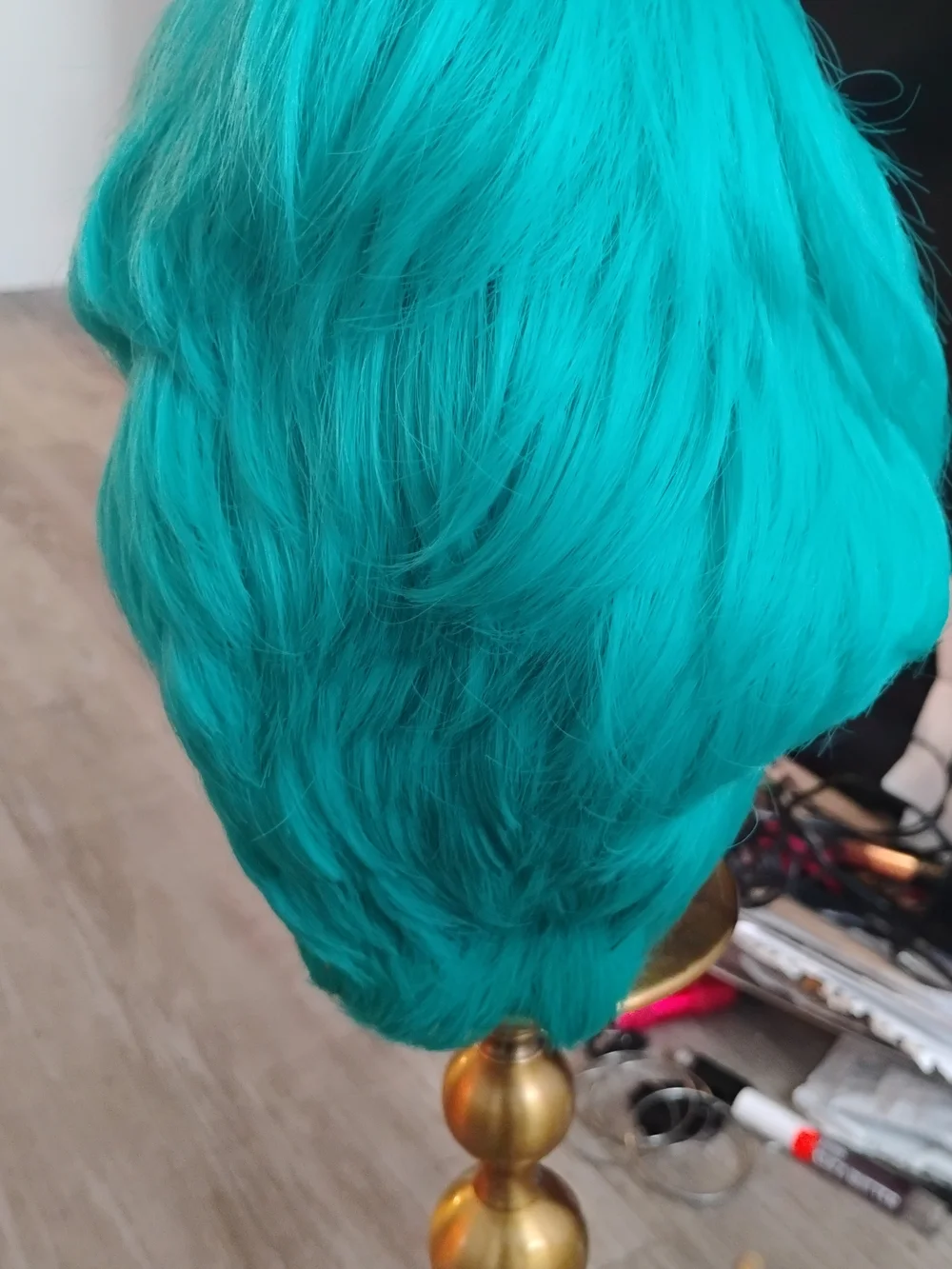 Vibrant Teal Short haircut Wig - Premium Synthetic Hair🍓🩵✨